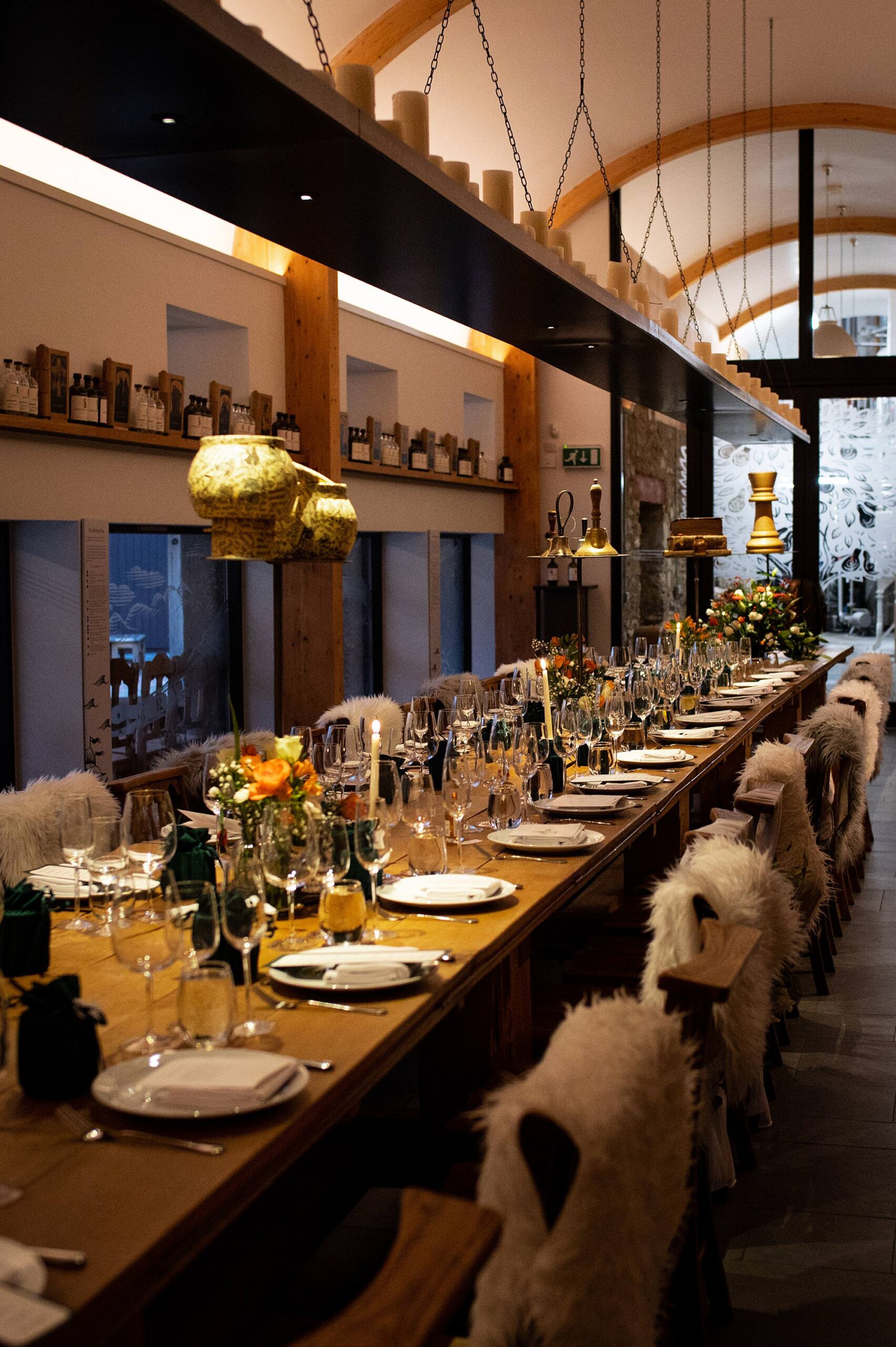 Cosy dining room at Lindores Abbey distillery