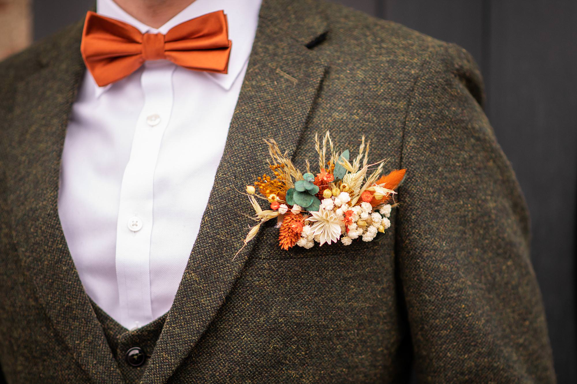 Colourful dried flower button hole
